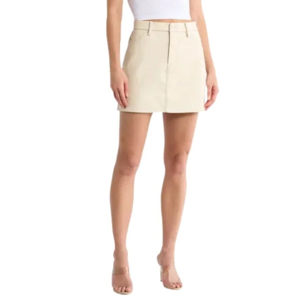 NWT GOOD AMERICAN Faux Leather Mini skirt Ivory Bone 8
